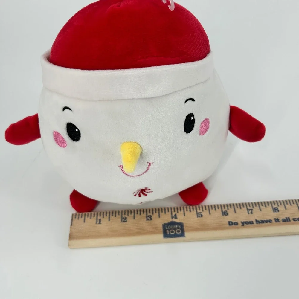 Snowman Plush Santa Hat Peppermint Buttons Christmas 7 Inch